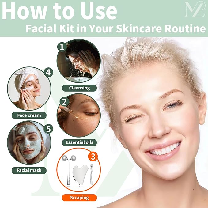 2Pcs Gua Sha Facial Tools Stainless Steel, Detailer GuaSha Set for Face Neck, Natural Skin Care Metal Gua Sha Lymphatic Drainage Face Massage Tool, Gift for Women (Heart Guasha Set)