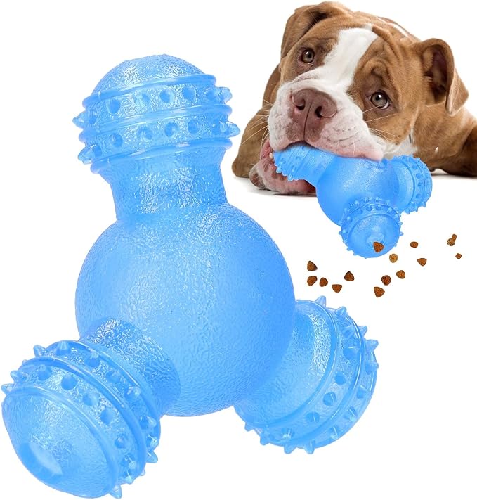 Cyrank Rolling Dog Treat Dispenser Slow Feeder, Funny Giggle Dog Puzzle Toy Slow Feeder Treat Toys Interactive Food Dispensing Dog Toys(Blue)