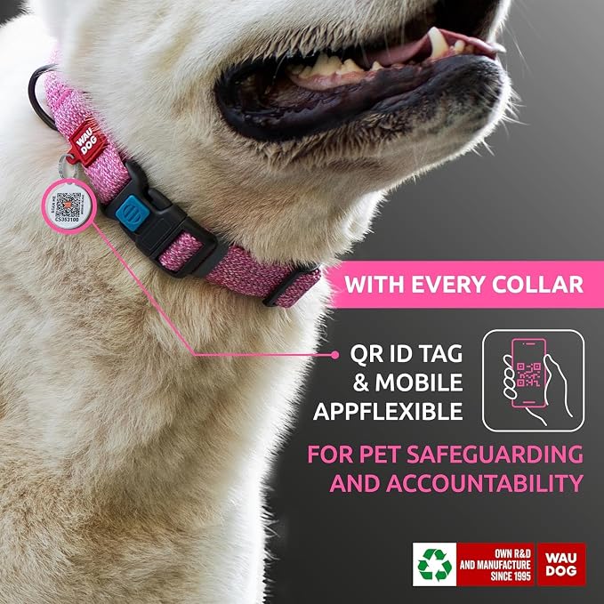 WAUDOG Recycled Cotton Dog Collar Reflective Adjustable Large Medium Small