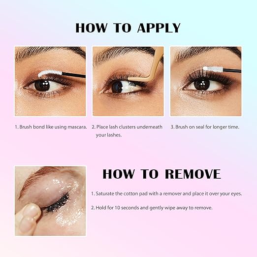 White Lash Bond and Seal Waterproof Glue for Eyelash Cluster, Long-Lasting, Strong Hold 72H+, Non-Irritating, Latex-Free, 2-in-1 Lash Glue for DIY Lash Extensions at Home