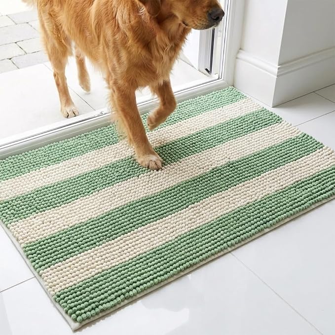 Muddy Mat® Super Absorbent Loop-Thread Chenille Dog Door Mat for Muddy Paws – Non-Slip, Machine Washable Indoor Entry Rug, Quick-Dry Pet Mat for Entryway – Fresh Meadow 19"x30"