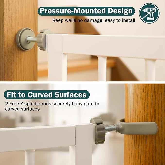 Mumeasy 36" Extra Tall Dog Gate, 29.7-46" Baby Gate for Stairs & Doorways
