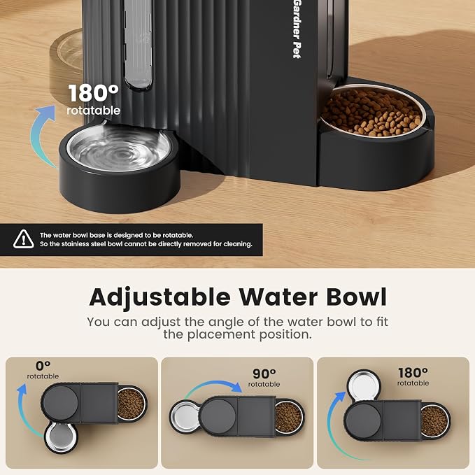 Gardner Pet Automatic Gravity Cat Food Feeder and Water Dispenser Stainless Steel Two-in-One Set Large Capacity Dispenser for Pets Dogs, Puppies, Kittens-(0.8 Gallons x 2)