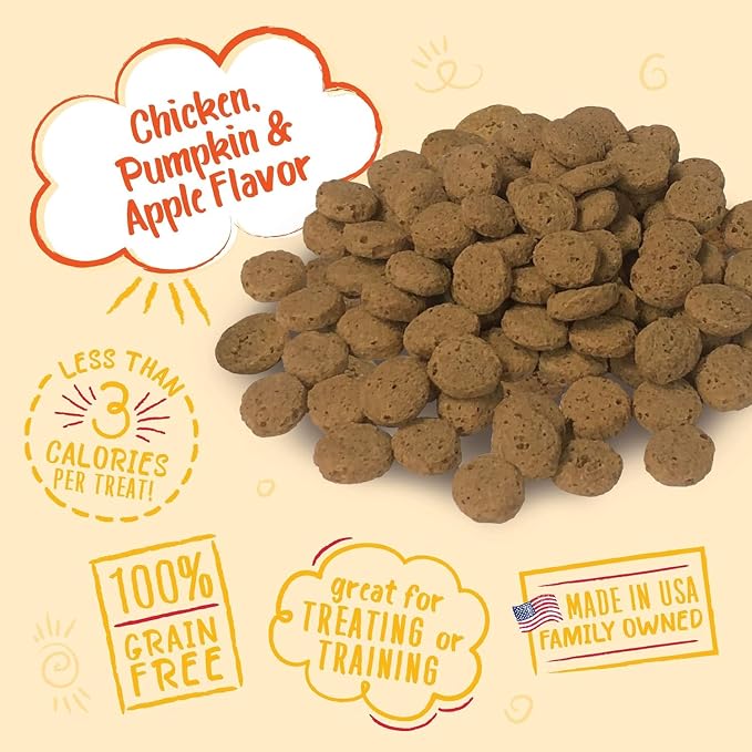 Charlee Bear Crunchy Dog Training Treats, Chicken Pumpkin Apple, 8oz 3-Pack | Low Calorie 3 cal, Grain Free, Natural Mini Treats, For Puppies Small Medium Large Dogs, USA Made