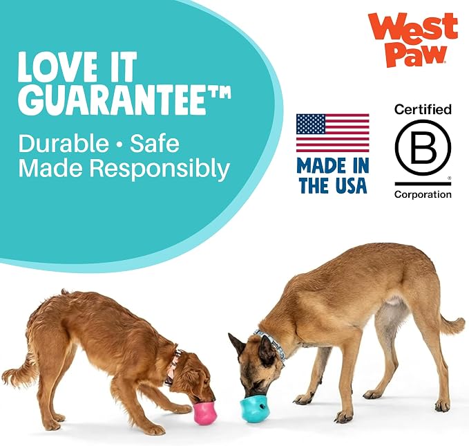WEST PAW Zogoflex Toppl Interactive Treat Dispensing Puzzle Dog Toy for Mental Stimulation & Enrichment-Holds Kibble & Treats-Lickable, Freezable & Dishwasher Safe-Made in USA-XL-Teal (Pack of 2)