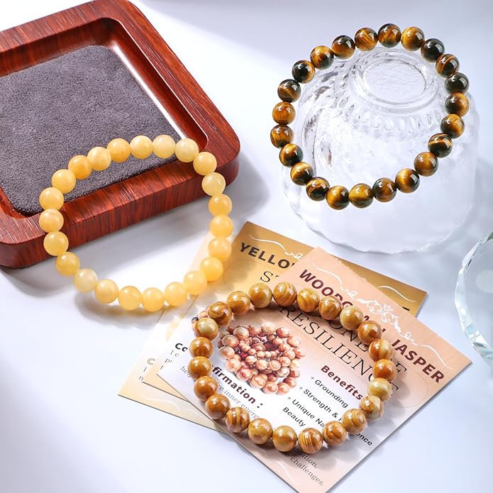 NCB 2.3-Piece 4mm Natural Crystal Gemstone Stretch Bracelets – Handmade Reiki Energy Healing Jewelry for Meditation,Yoga, Unisex