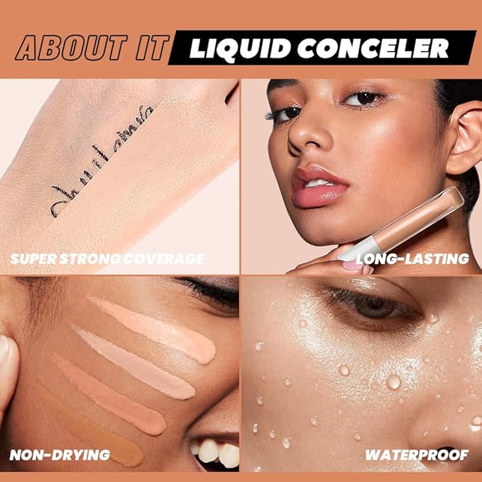 Kaely Liquid Concealer for Older Women, Under Eye Brightener Full Coverage Concealer for Dark Circles, Color Correcting Foundation Face Makeup Waterproof, Vegan & Cruelty-Free, 10 Deep Honey