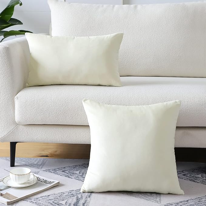 Artscope Luxury Velvet Pillow Covers Super Soft Decorative Rectangle Throw Pillow Covers Case Cushion Covers for Sofa Couch Bedroom Car Decor 16x24 Inch Cream White