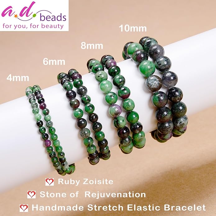 AD Beads Handmade Gemstone Stretch Elastic Bracelet Crystal Healing Reiki Nature's Beauty and Spiritual Essence Unisex