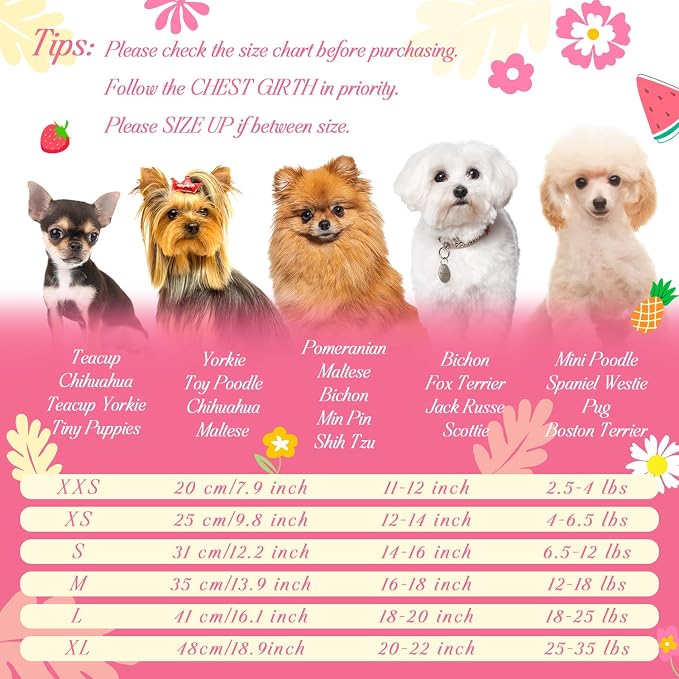 6 Pack Girl Dog Clothes Floral Summer Dog Dress Tropical Floral Princess Bowknot Pet Dresses for Small Dogs Girl Clothes Cute Outfits for Boys Girls Pets Cats Dogs