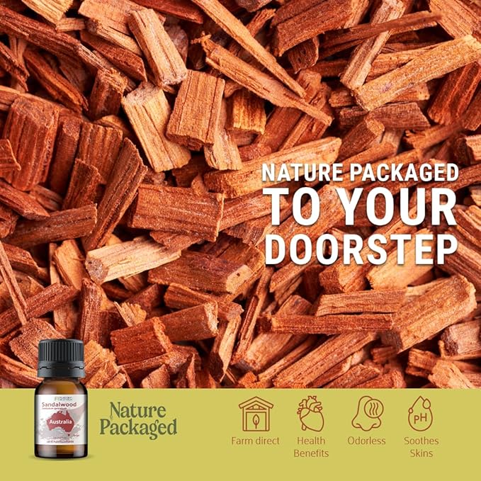 Sandalwood Essential Oil - Direct from Australian Oils of Nature - Steam Distilled - Aceite Esencial de Sándalo for Aromatherapy, Massage, Diffuser, DIY Candle and Soap Making - 8oz