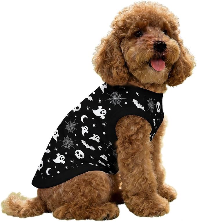 Halloween Pet Vest Spooky Skull Pet Shirts Small | moon bat Dog Shirt Vest cute pet Sleeveless Vests Ice Silk Dog T-Shirts holiday Dog Clothes Halloween Canine Wear