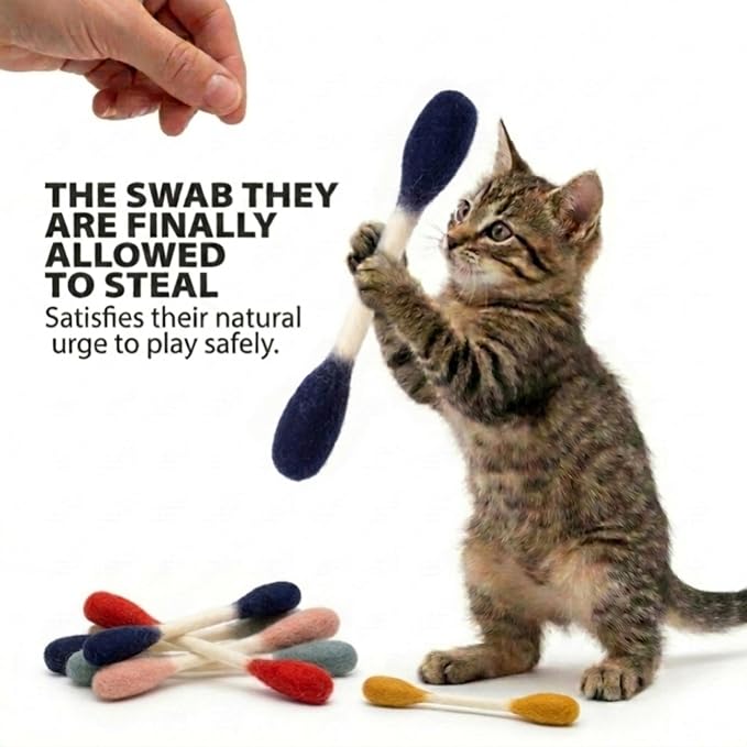 Glaciart One Swabs Cat Toys with Catnip - 6 Pk | Durable for Chew, Cute Cat Toys Interactive Kitty for Boredom, Exercise, & Play | Filled w/Organic Catnip for Anxiety & as Digestive Aid | Gift Idea