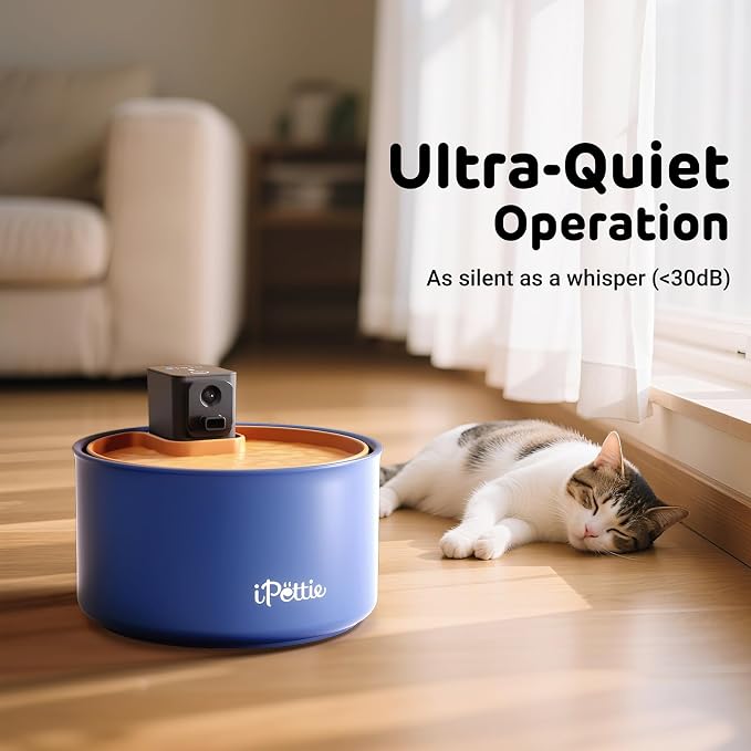 iPettie Ceramic Cat Water Fountain, 3.5L/118oz, Cordless & 3 Water Modes | Rechargeable 3000mAh Battery, BPA-Free Ceramic & ABS, Auto Low Water & Battery Alerts, Ultra-Quiet Pet Water Dispenser