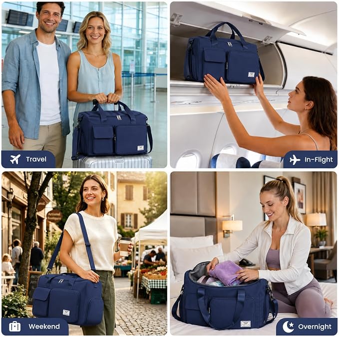 FIORETTO Women's Gym Duffle Bag with Shoes Compartment, 30L Capacity, Ideal for Travel, Gym, Sports, Duffel, Weekender