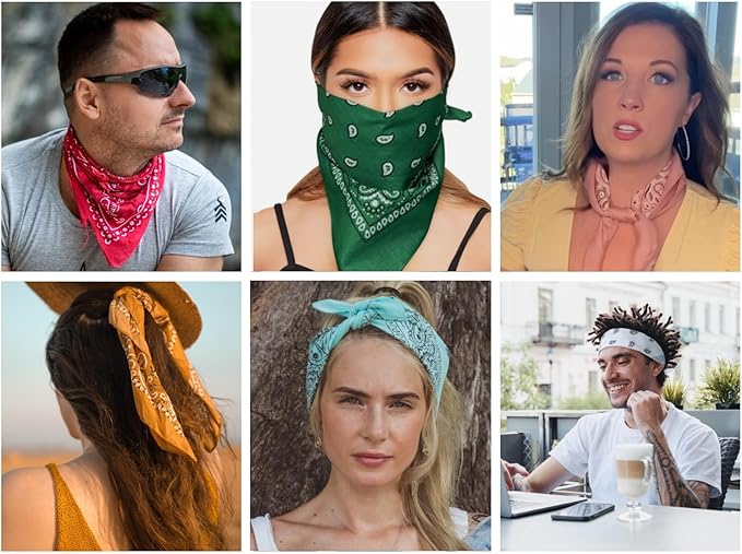 Gift Packaging Bandana for Men Women - 100% Cotton, Paisley, 22x22 In, 1 Pack - Large Bandanna Handkerchief Cowboy Hanky