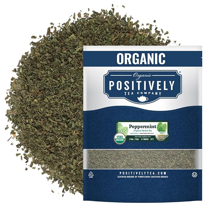 Organic Positively Tea Company, Peppermint Leaf, Herbal Tea, Loose Leaf, 16 Ounce