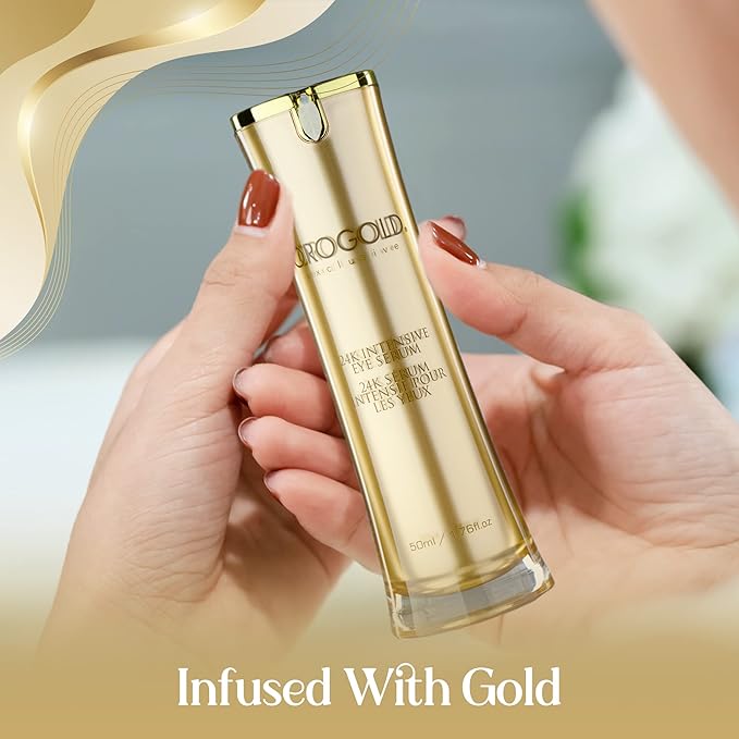 OROGOLD 24K Intensive Eye Serum - Under Eye Serum to Help Reduce the Look of Dark Circles and Puffiness - Gold, Green Tea, Aloe Vera and Vitamin C - 1.76 Fl. Oz.