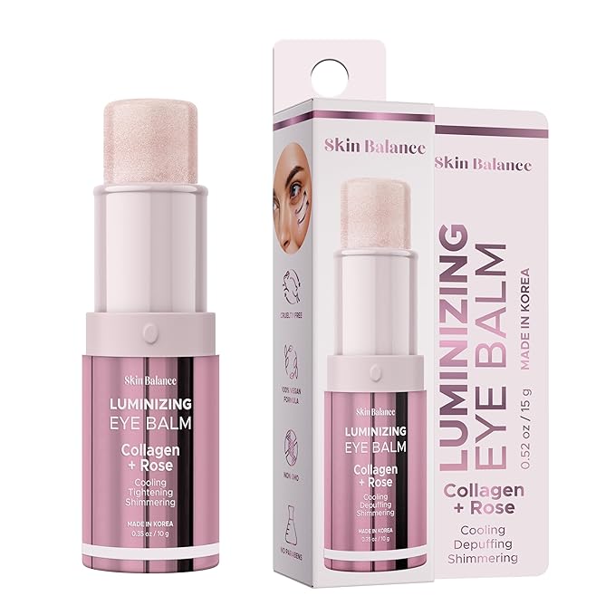 Collagen & Rose Under Eye Balm Stick – Dermatologist Tested, Korean Skin Care – Hydrating, Firming, Cooling Multi Balm For Smoother Looking Skin – Vegan, Clean Beauty, Cruelty Free