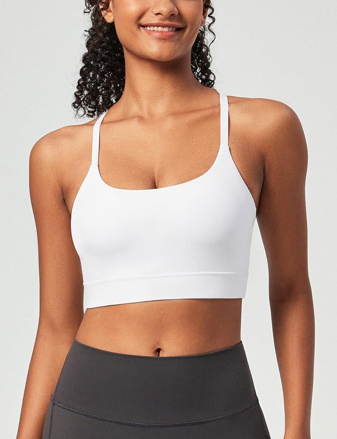 Heathyoga Sports Bras for Women Adjustable Strappy Sports Bra Y-Back Low Impact Racerback Workout Bra with Removable Pads
