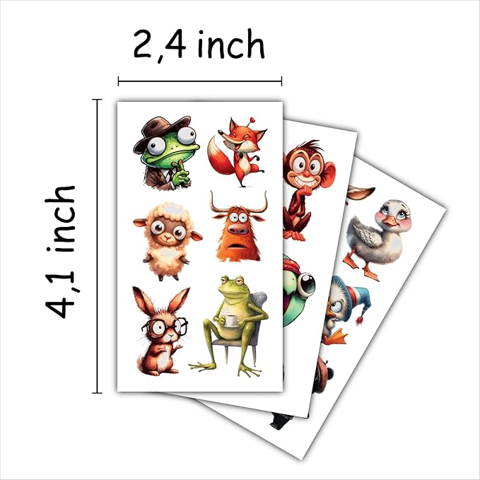 Temporary Tattoos - 30 Sheets Tattoos (Cute Animals)