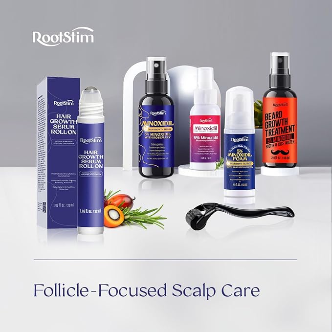 Hair Growth Serum Roll On with Rosemary, Caffeine & Biotin, Helps Support Fuller-Looking Hair, Clean Non-Greasy Scalp Serum for Thinning Hair 1.08 Fl Oz