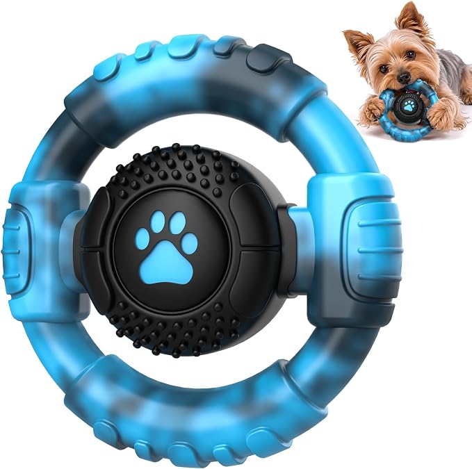Pamlulu Small Dog Chew Toy, Tough Squeaky Puppy Chew for Small Breeds, Rubber and Nylon Design, Indoor and Outdoor Play, Birthday Gift