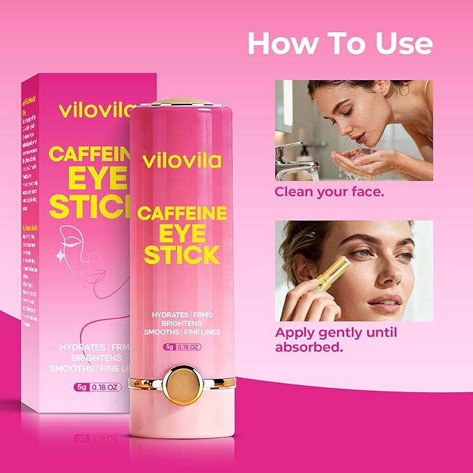 Caffeine Eye Stick (0.18 oz), Under Eye Brightener & Dark Circle Treatment, Cooling Look Balm with Niacinamide & Hyaluronic Acid, Peri-Ocular Balm Stick for Puffiness, Fatigue