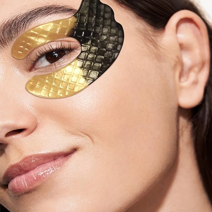 ICANdOIT 24K Gold Eye Mask For Dark Circles&Puffiness,Anti-Aging,Anti-Wrinkle With Hyaluronic Acid and Collagen,Eye Zone Care Eye Patches for All Skin Types,7Pairs/box