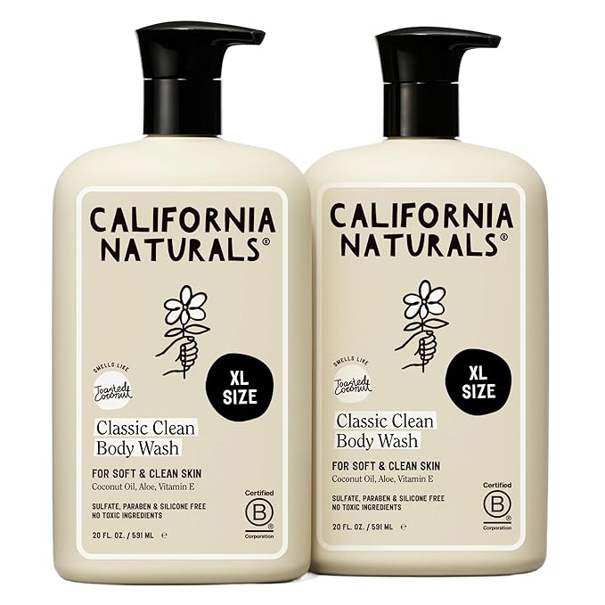 California Naturals Classic Clean Body Wash 2-Pack, Daily Cleansing Body Wash for Soft Healthy Skin, Naturally Scented, Vegan, Cruelty, Paraben & Sulfate Free, 20 oz