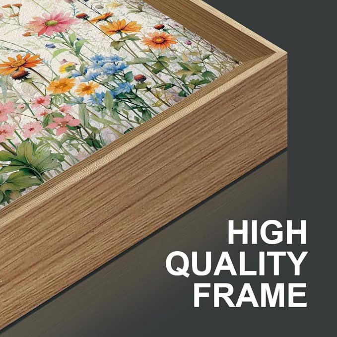 FWIEXA Floral Canvas Wall Art, Framed Wildflower Pictures Wall Decor, Large Flower Prints, Colorful Botanical Artwork, Watercolor Painting 20x40 Inches for Living Room, Bedroom, Office, Home