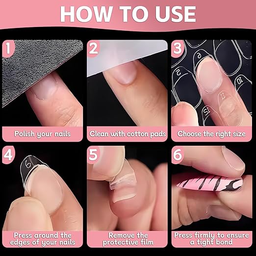 10 Sheets Nail Adhesive Tabs, 300 Pcs Clear Nail Stickers for Press Ons, 15 Sizes Long-Lasting Double-Sided Jelly Sticky Tabs for Nails, Waterproof Nail Adhesive Tabs