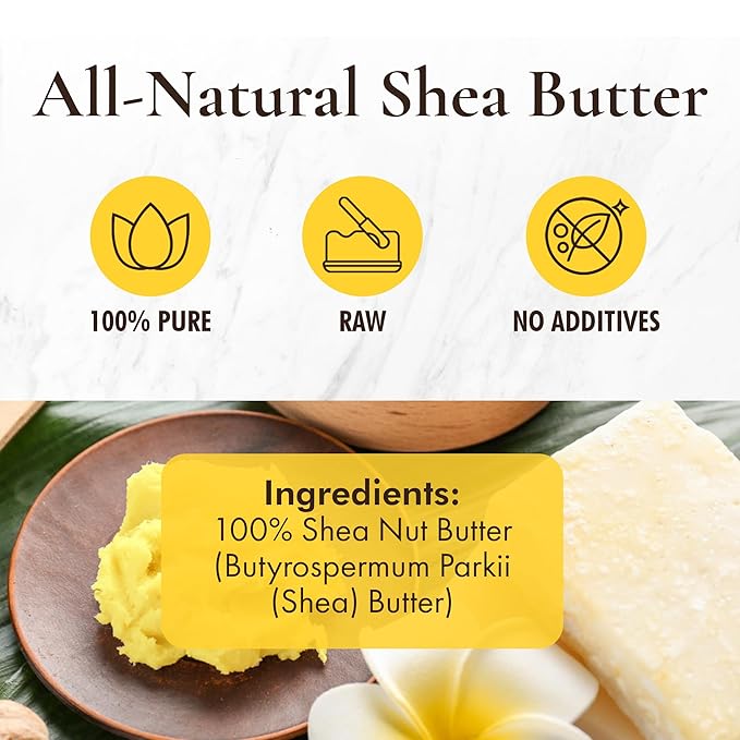HalalEveryDay Yellow Shea Butter from Ghana, Raw Unrefined African Shea Butter for Skin & Hair, 100% Pure Natural Moisturizer for Body, Face & DIY Beauty, 24 oz