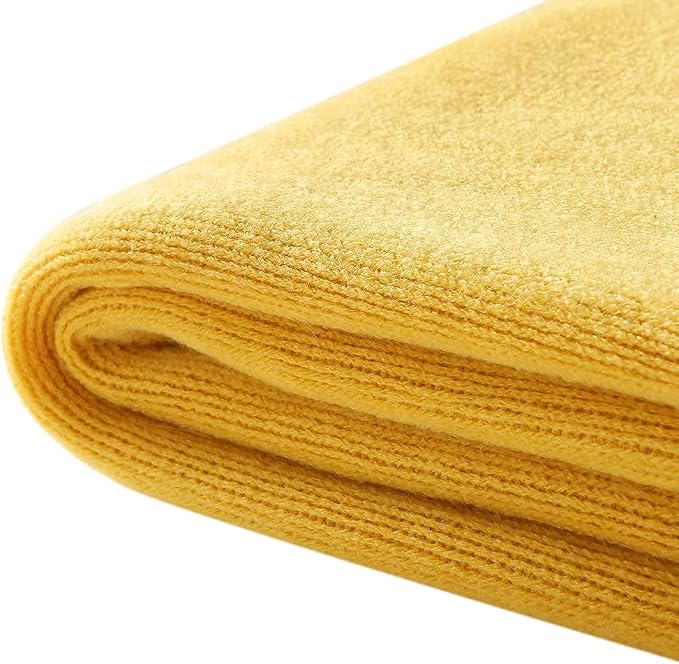 Homiest Yellow Knitted Throw Blanket with Fringe, 60x80 Inch | Pure Acrylic, Lightweight & Breathable, All-Season Use, Machine Washable, Wrinkle & Fade Resistant, for Couch Sofa And Bed