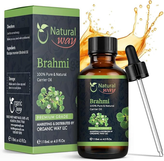 Brahmi Carrier Oil for Diffusers, Dry Skin, Hair | Natural Aroma Oil for Home Fragrance, DIY Beauty Blends & DIY Candle Making, Long Lasting Scent for Office, Bedroom Scent 4 Fl Oz (120 mL)