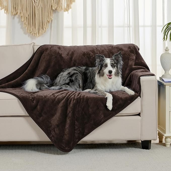 Soft Waterproof Blanket for Bed Couch Sofa, Brown, 50x60 inches | Liquid Pee Proof Pet Blanket for Dog Puppy Cat, Reversible Sherpa Fleece Blanket for Couch Cover, Furniture Protector