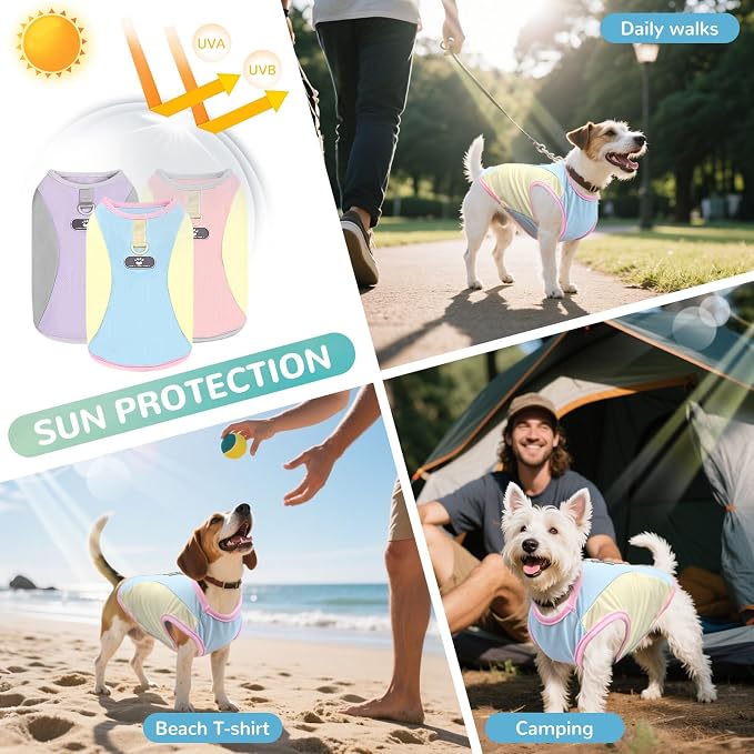 Dog Cooling Vest with D-Ring Dog Tshirt Sun Protection Small Puppy Clothes for Girls Boys Stretchy Shirts for Dogs Lightweight Breathable Shirt French Bulldog Frenchie Dachshund Clothes