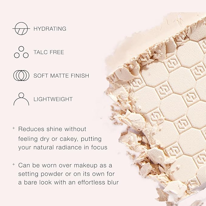 Jouer Soft Focus Hydrate & Setting Powder - Pressed Powder with Matte Finish - Blurring Powder for Fine Lines and Pores - Set Face Makeup Foundation or Concealer - Deep