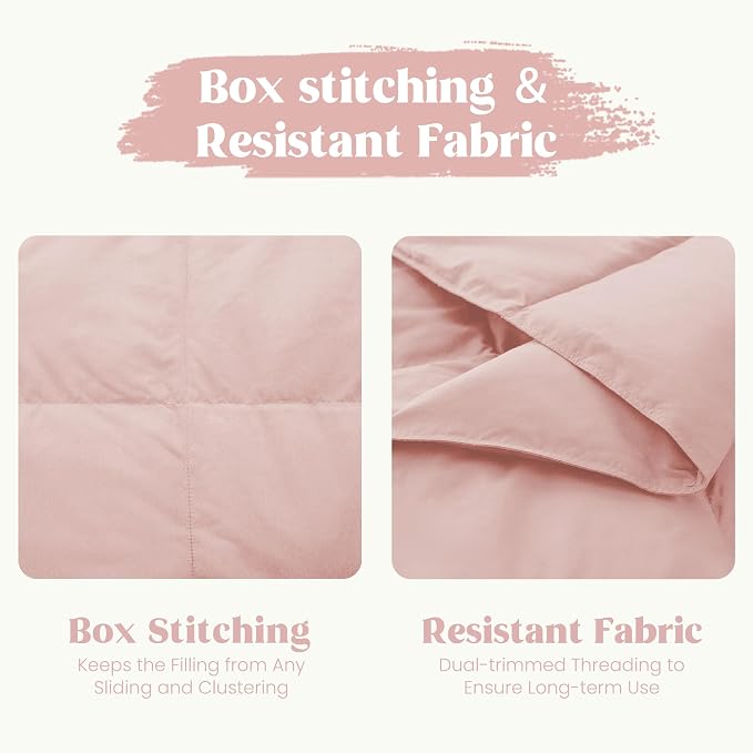 puredown® Soft Feather Down Throw Blanket Lightweight Packable Couch Throw for Indoor and Outdoor Use, Throw 50"X70", Pink