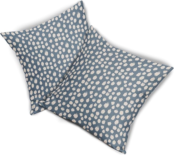 Sweetshow Dusty Blue Cream Dots Pillow Covers 18x18 Set of 2 Boho Design Polka Dot Throw Pillows Modern Trendy Print Outdoor Decorative Pillowcase Square Linen Cushion Cases Decor for Sofa Couch Bed