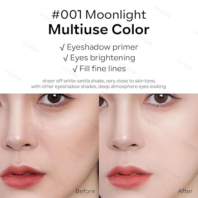 KYDA Beige Matte Single Eyeshadow, Multiuse for Matte Eyeshadow and Primer, Buildable Off White Eyes Shadow, Ultra-fine Lightweight, Crease-proof High Pigmented Formula, Moonlight