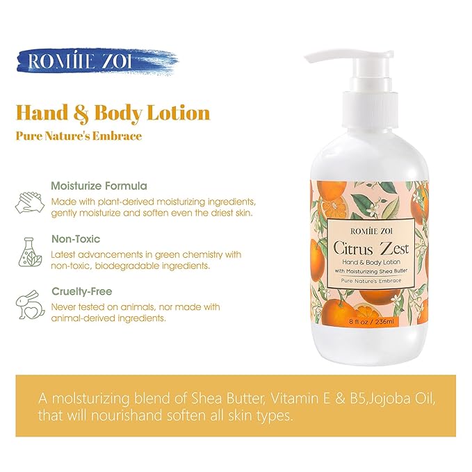 ROMIIE ZOI Daily Hand & Body Lotion with Moisturizing Shea Butter - Citrus - 236 ML / 8 FL OZ