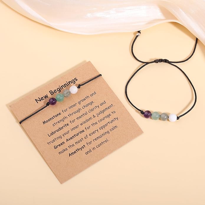 Korotho Empath Protection Bracelet Empath Bracelets Gifts for Her Natural Healing Crystal Beaded Bracelet, Tourmaline, Amethyst, Hematite, Rose Quartz, Jewelry for Best Friends Daughter Mom