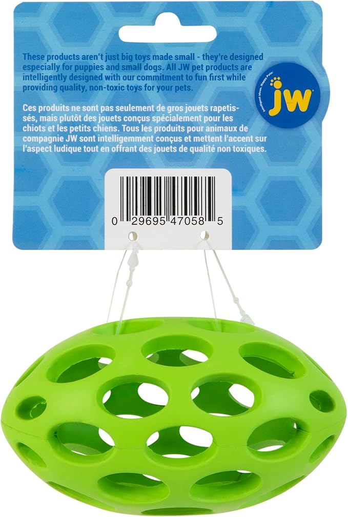 JW Pet HOL-ee Football Dog Toy Puzzle Ball, Natural Rubber, Small