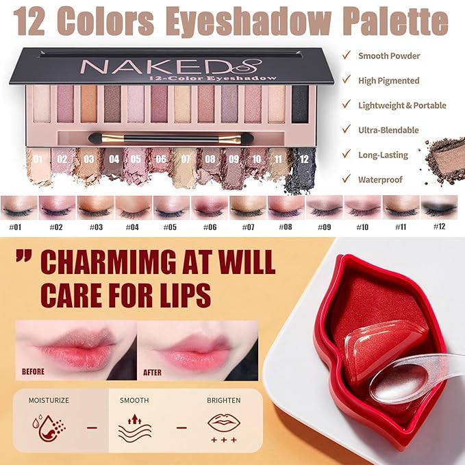 All in One Makeup Kit for Women Full Kit, Travel Makeup Gift Set for Women Teens Girls, Includes Eyeshadow Foundation Primer BB Lipstick Eyeliner Mascara Contour Brow Soap Powder Lip Mask Brush Sponge