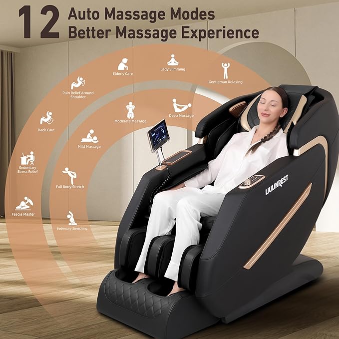 2025 4D Massage Chair Full Body, Zero Gravity Massage Chair with SL-Track & Heating, Massage Shiatsu Recliner Chair with Smart Voice Control, Touchable Screen, Airbags, Foot Rollers (BLACK)