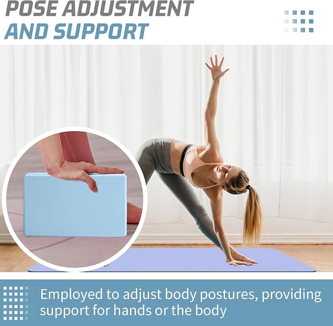 Yoga Blocks 2 Pack 3x6x9IN Foam Block Supportive Latex-Free with Beveled Edges, Non-Slip Exercise Blocks for Pilates, Meditation, Balance, Stretching and Deep Poses