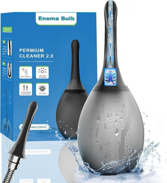 Enema Douche Anti Back-Flow, Anal Douche Connected to Shower Hole,Enema Bulb with 7 Spouts, Reusable Enima Vaginal Cleaner kit for Men Women