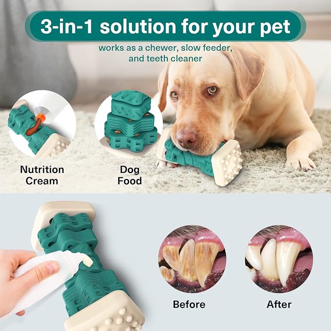 PcEoTllar Dog Chew Toys for Aggressive Chewers, Beef Flavor, Safe Rubber
