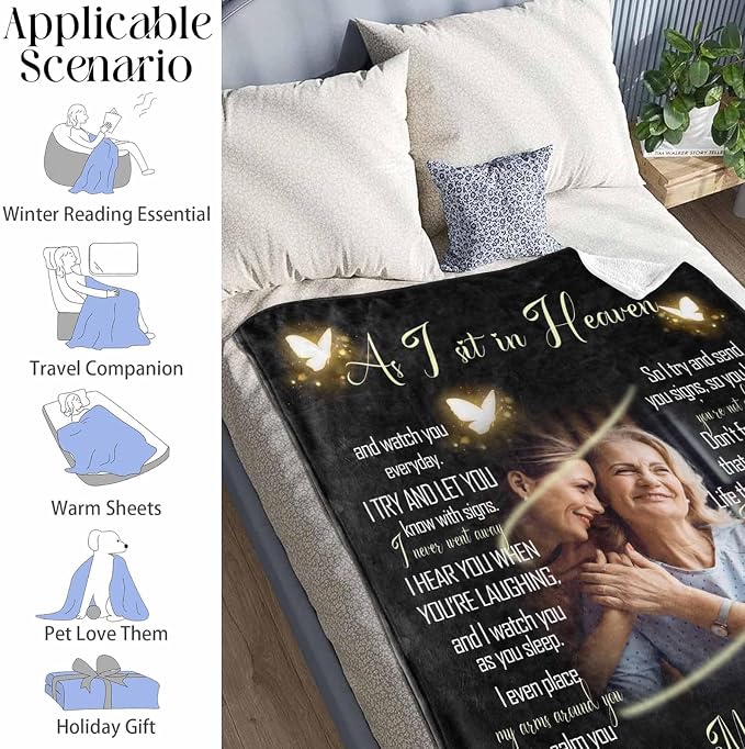 Custom Memorial Blanket with Photo - Sympathy Gift for Loss of Loved One